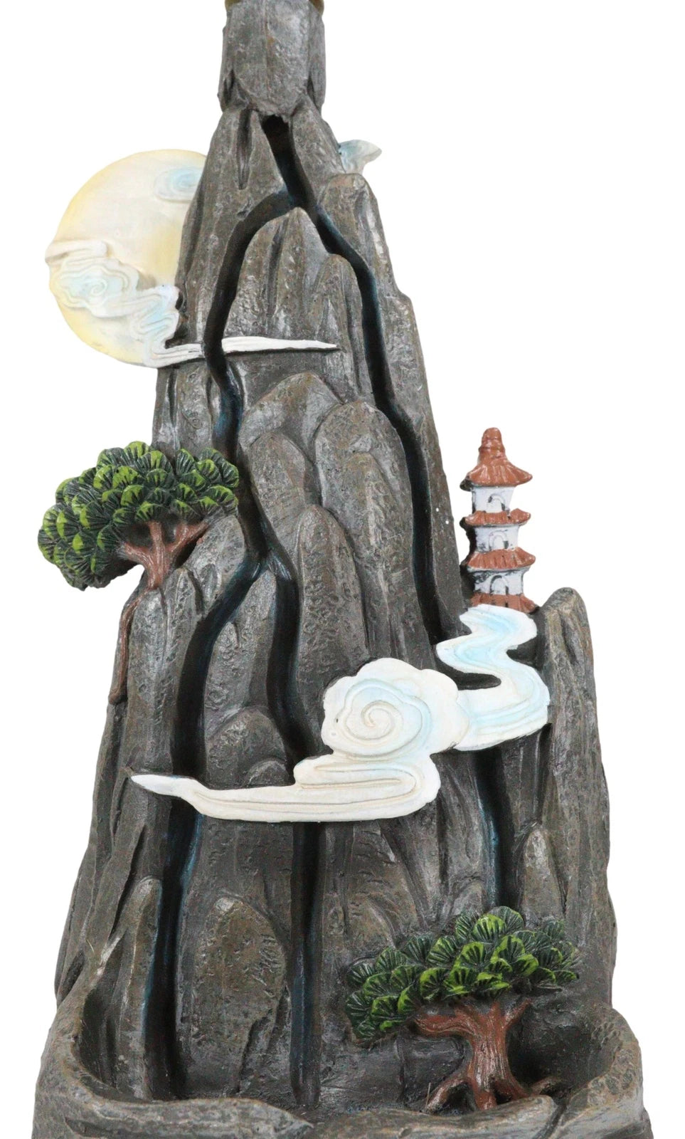 Feng Shui Rocky Mountain Top Buddhist Pagoda Temple Backflow Cone Incense Holder-6