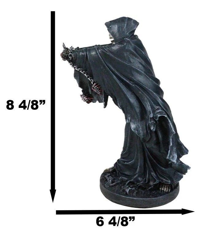 Black Angel of Death Grim Reaper With Chains Carved Knuckles Game Over Figurine-2