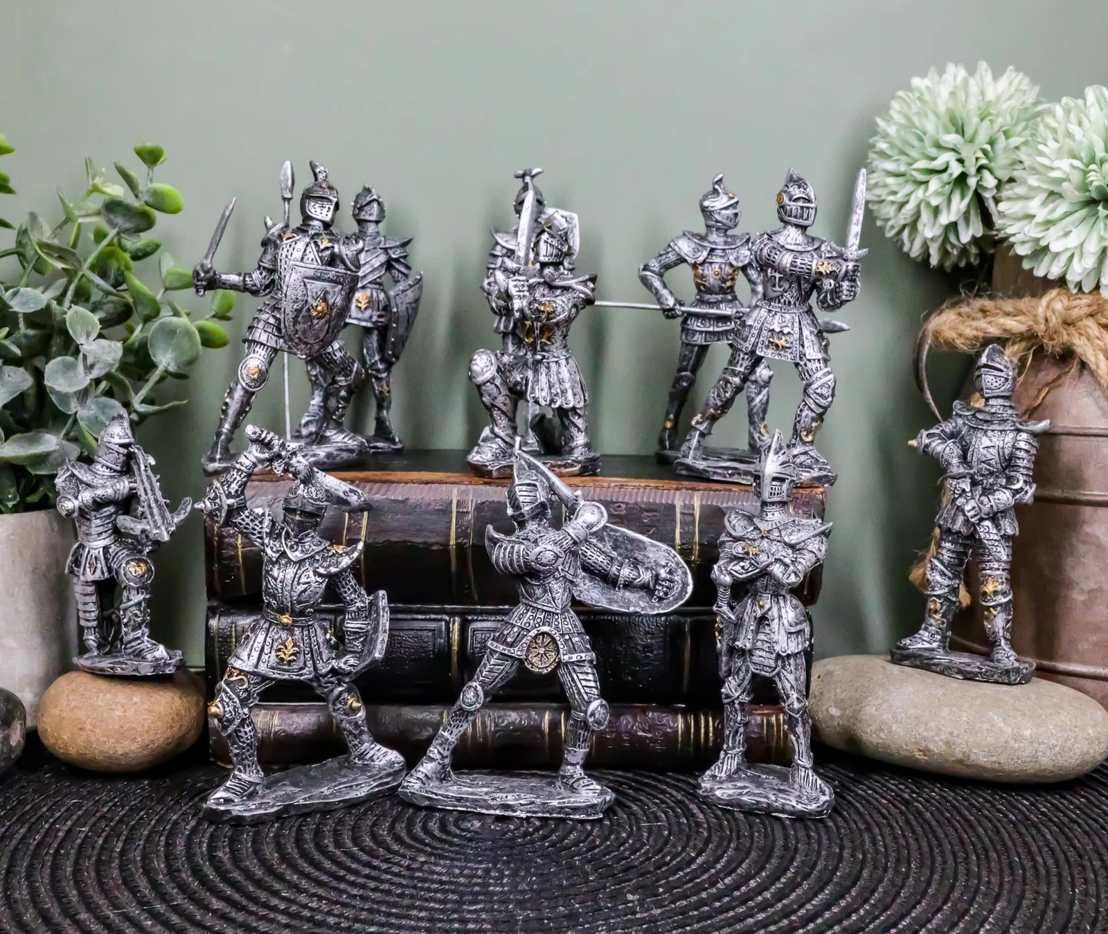 Set of 12 Medieval Knights w/ Swords Crossbow Halberds & Shield Figurines