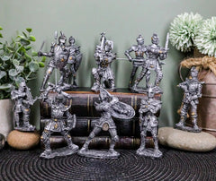 Set of 12 Medieval Knights w/ Swords Crossbow Halberds & Shield Figurines-1