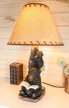 Story Time Fable Mother Bear Reading Book To Her Cub By Tree Table Lamp-2