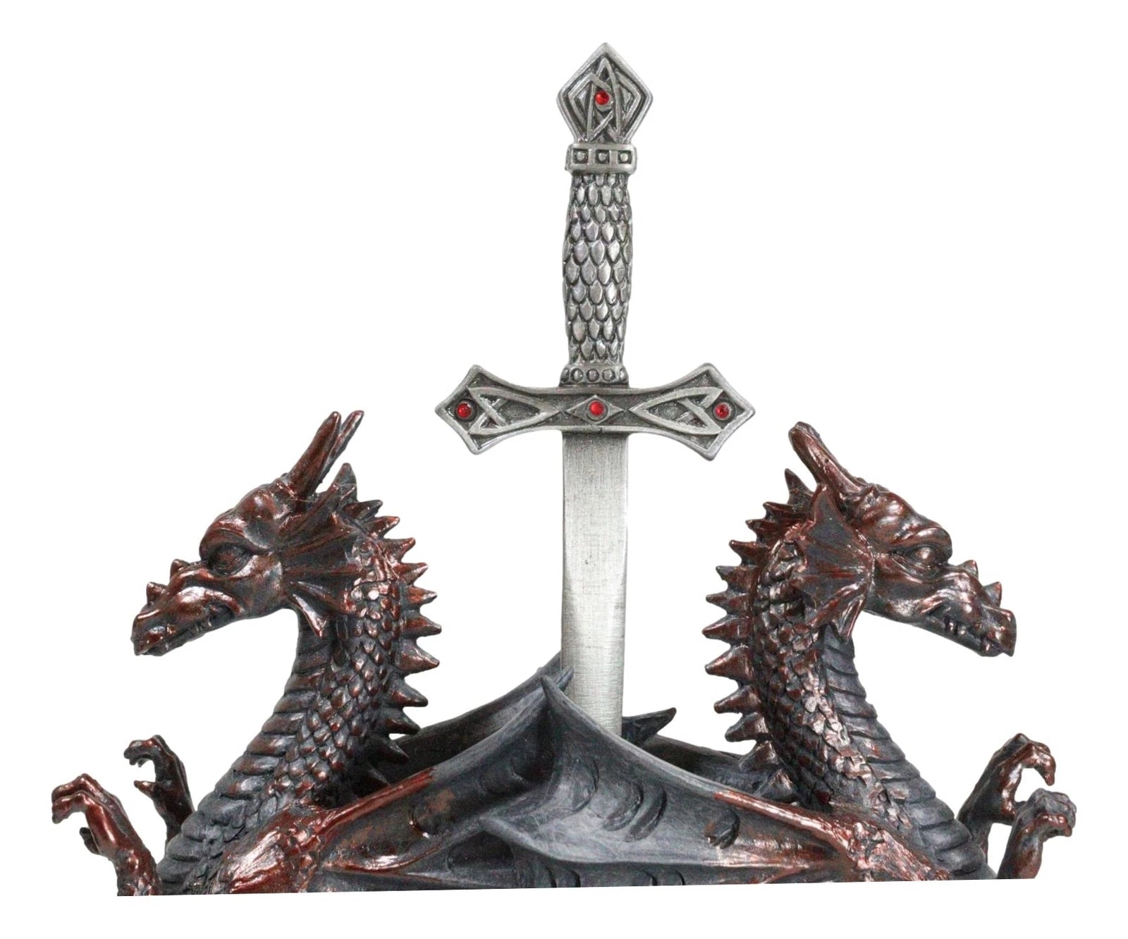 Guardian Double Dragons With Celtic Rune Sword Letter Opener Figurine Set-7