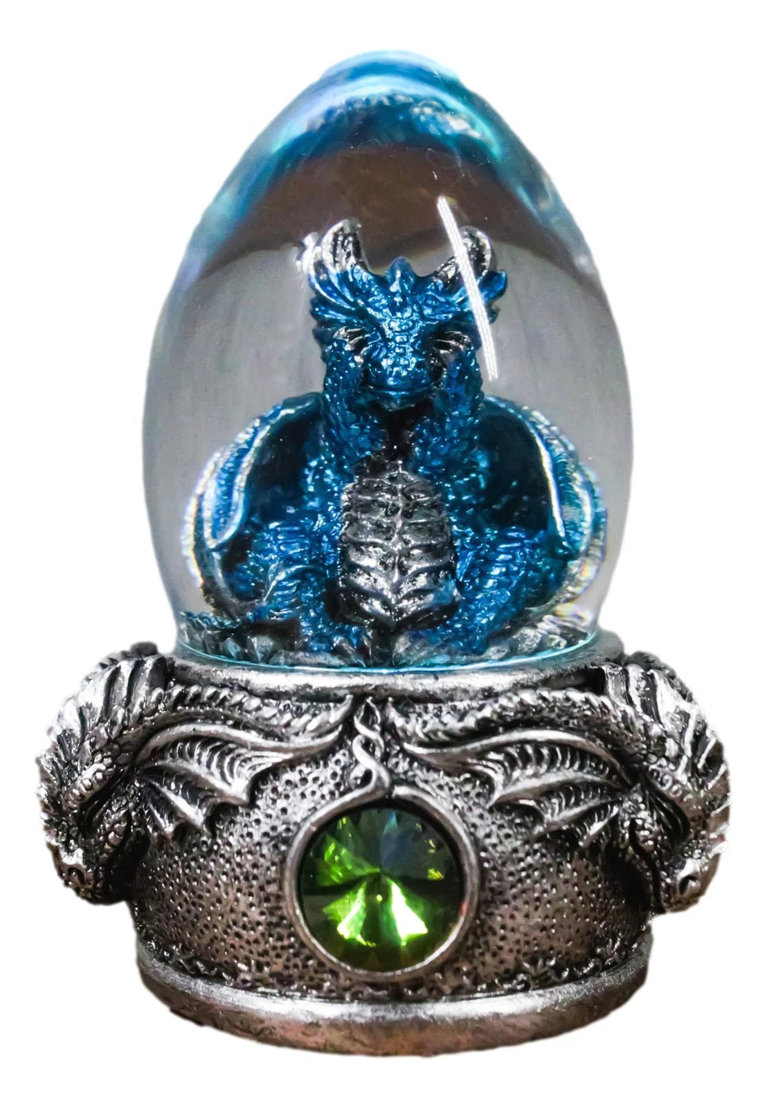 See No Evil Blue Wyrmling Dragon In Colorful LED Acrylic Glass Egg Figurine-5