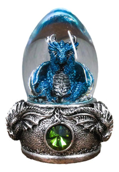 See No Evil Blue Wyrmling Dragon In Colorful LED Acrylic Glass Egg Figurine-5