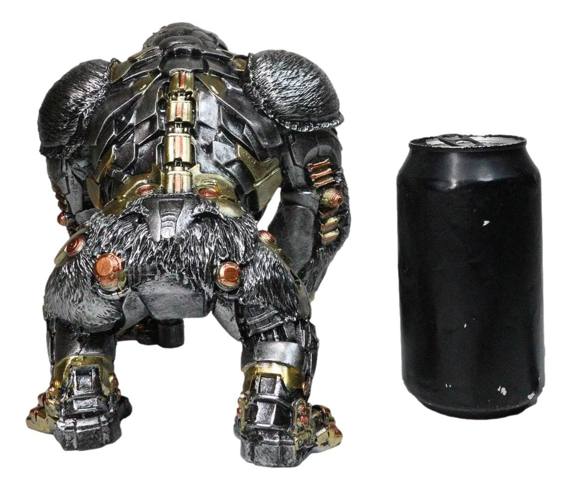 Steampunk Gearwork Cyborg Metallic Primate Silverback Gorilla Kong Figurine-4