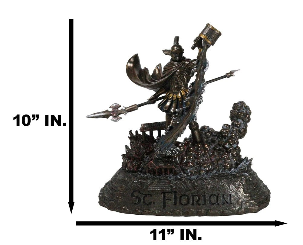 Large Saint Florian Pouring Water Over Burning Building Statue 10.25" Tall-5