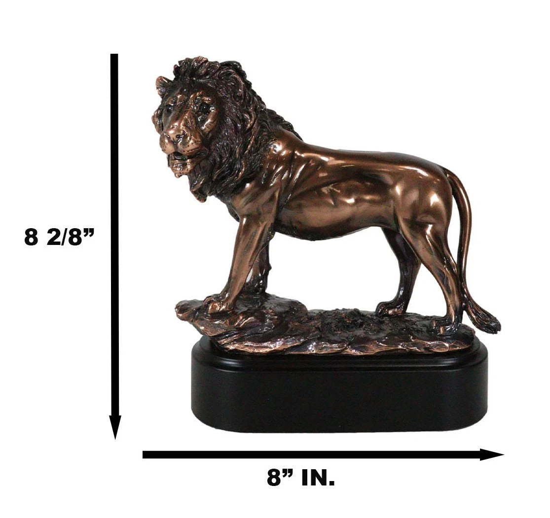 King Of The Jungle African Lion Pride Rock Scene Bronze Electroplated Figurine-7