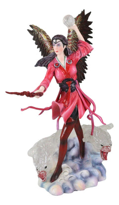 Air Elemental Magic Wizard Sorceress Bending The Wind With Hydra Spirits Statue-5