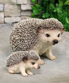 Set Of 2 Wildlife Animals Realistic Mother Hedgehog With Baby Hoglet Figurines-1