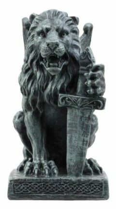 Stoic Notre Dame Sword Bearer Lion Heart Gargoyle On Pedestal Figurine 6"H-5