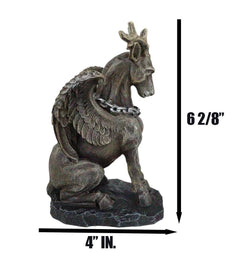 Gothic Sitting Winged Pegasus Stag Horned Gargoyle in Stoic Pose Statue 6.25"H-7