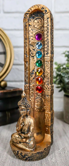 Quemador de incienso de monje budista meditando con los 7 colores de la zona de los chakras-2