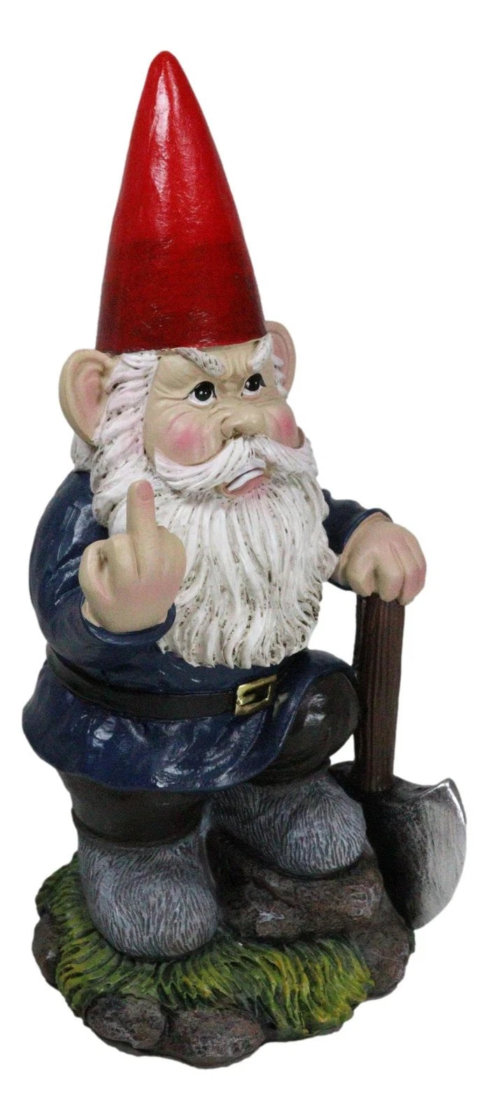 9" You Dig? Shovel Gnome Garden Greeter Gnome Dwarf Flip The Bird Statue-7