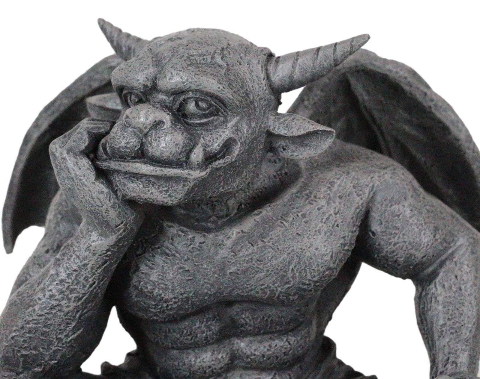 Gargoyle Figurine, Carved Small Statue, 6.5 Inches, Horned Sitting Dreamer Sculpture, Gothic Decor, Suitable for Desk, Shelf, Home, Office, or Fantasy Room Decoration, Collectible Ornament-4
