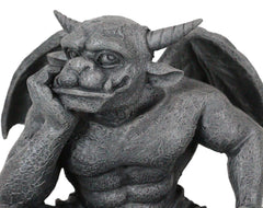 Gargoyle Figurine, Carved Small Statue, 6.5 Inches, Horned Sitting Dreamer Sculpture, Gothic Decor, Suitable for Desk, Shelf, Home, Office, or Fantasy Room Decoration, Collectible Ornament-4