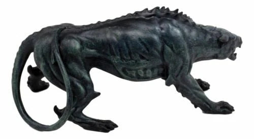 Faux Stone Greek Guardian Hydra Hound Dogs Of Hades Cerberus Statue 7.75"L-5