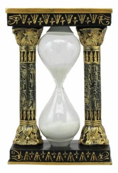 Egyptian Gods Eye Of Horus And Ankh Hieroglyphic Column Sand Timer Statue Decor-3