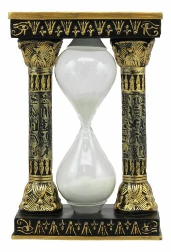 Egyptian Gods Eye Of Horus And Ankh Hieroglyphic Column Sand Timer Statue Decor-3