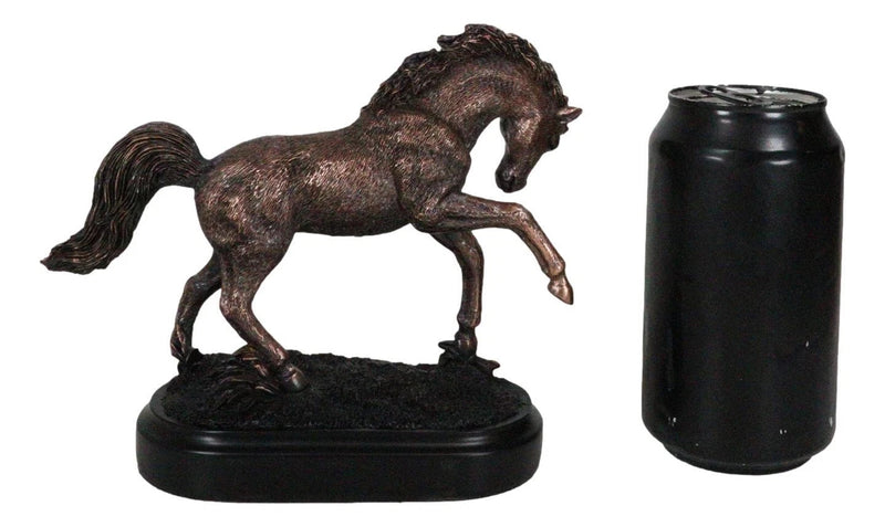 Rustic Western Country Stallion Horse Textured Bronze Resin Figurine With Base-4