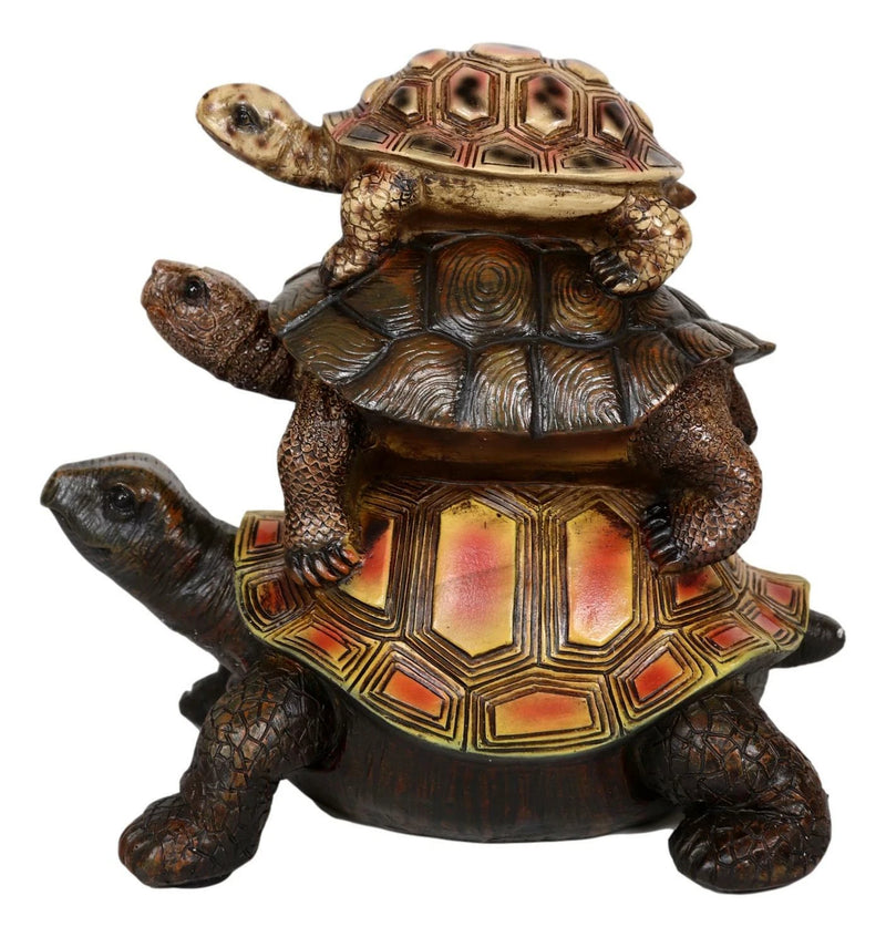 Nautical Marine Reptile 3 Stacked Acrobatic Turtles Tortoises Figurine Feng Shui-4