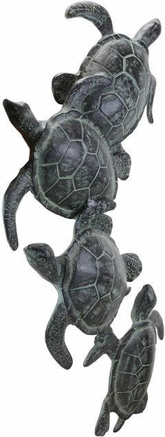 Large Family of Sea Turtles Wall Sculpture Hanging Plaque 25" High Decor-3