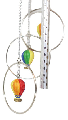 Colorful Hot Air Balloons Aircraft With Wicker Baskets Wind Chime Figurine-6