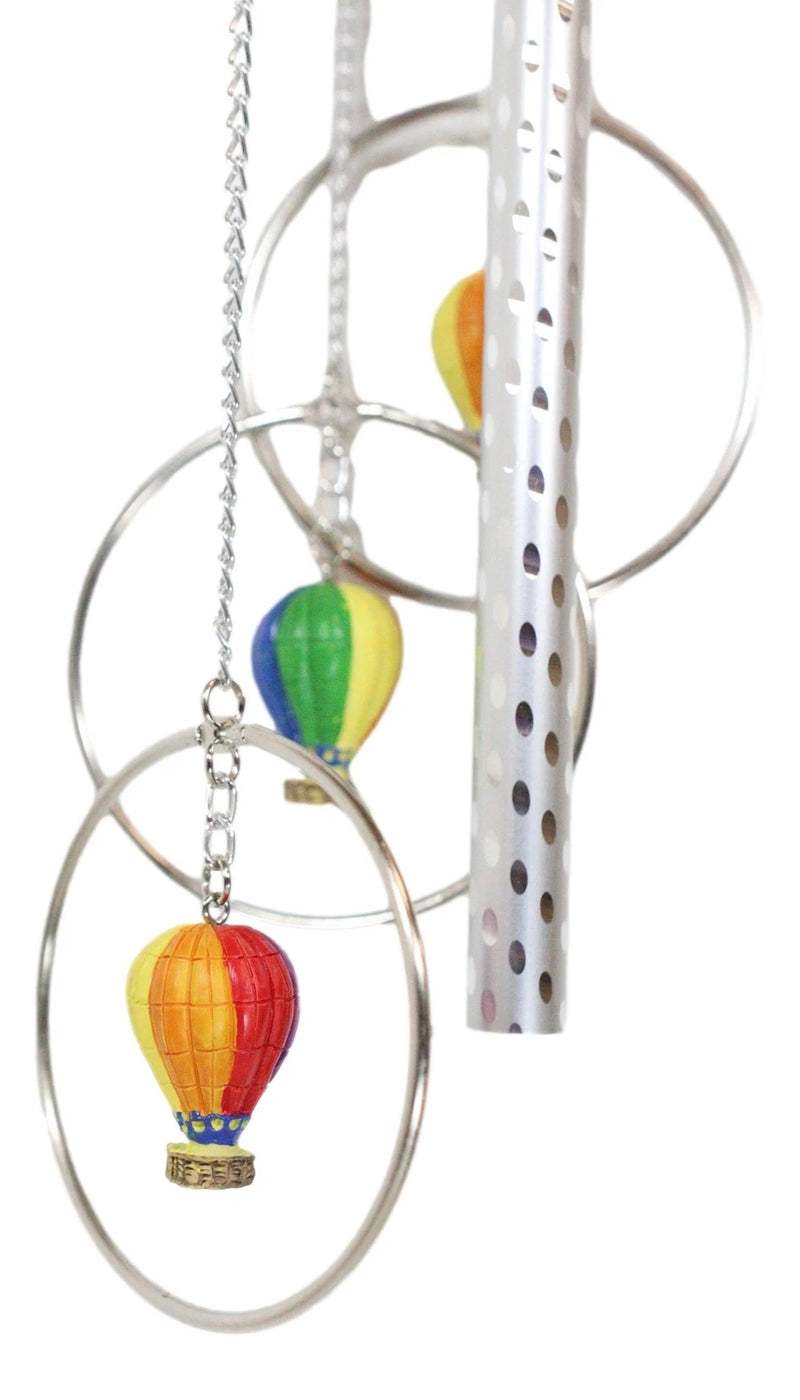 Colorful Hot Air Balloons Aircraft With Wicker Baskets Wind Chime Figurine-6