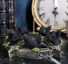 Celtic Wiccan Pentagram Ivy Penta 5 Black Cats Witching Hour Incense Burner-5