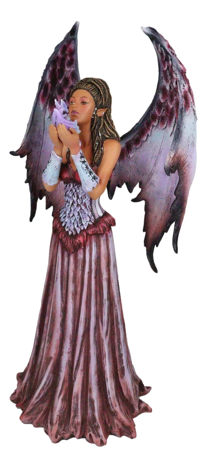 Amy Brown Adoration Mother Of Dragons Purple Fairy With Wyrmling Dragon Statue-7