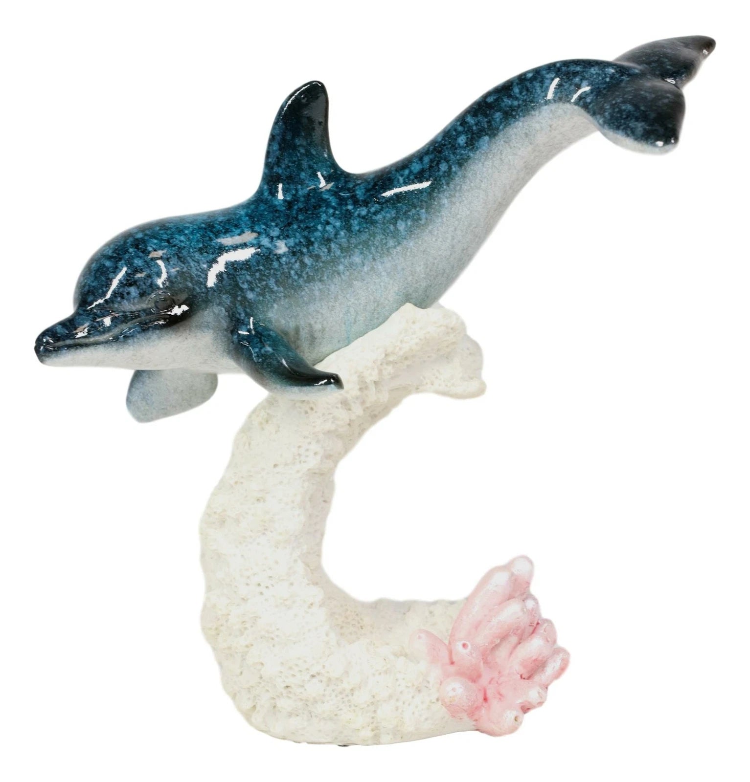 Ocean Marine Sea Life Bottlenose Dolphin Swimming Over Coral Reef Figurine-6