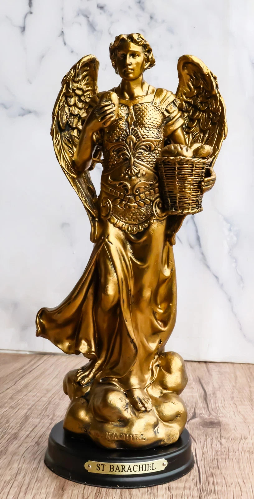 Estatua del Arcángel San Barachiel de la Iglesia Católica Bizantina, 8" de alto, Provisión de Dios-1