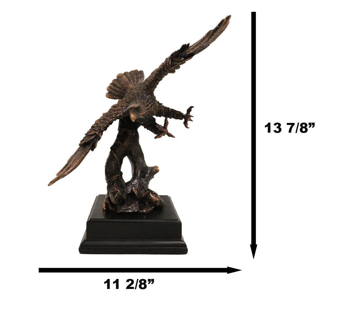 Figura de resina galvanizada de bronce de un águila calva americana volando con las alas abiertas-6