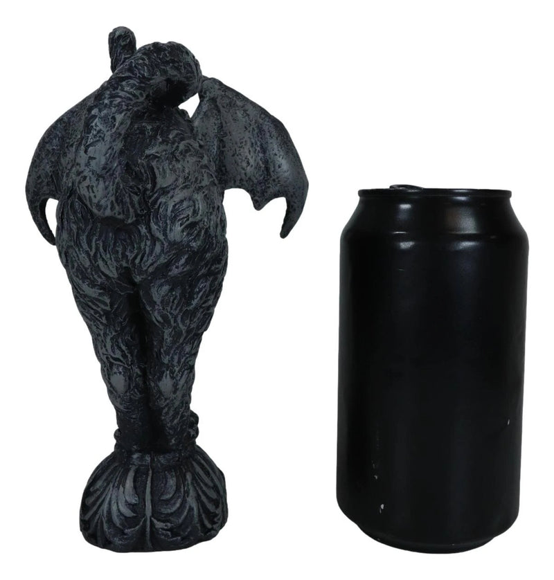 Bizarre Gothic Eureka Bat Winged Cat Gargoyle Statue 7"H Stoic Feline Guardian-3