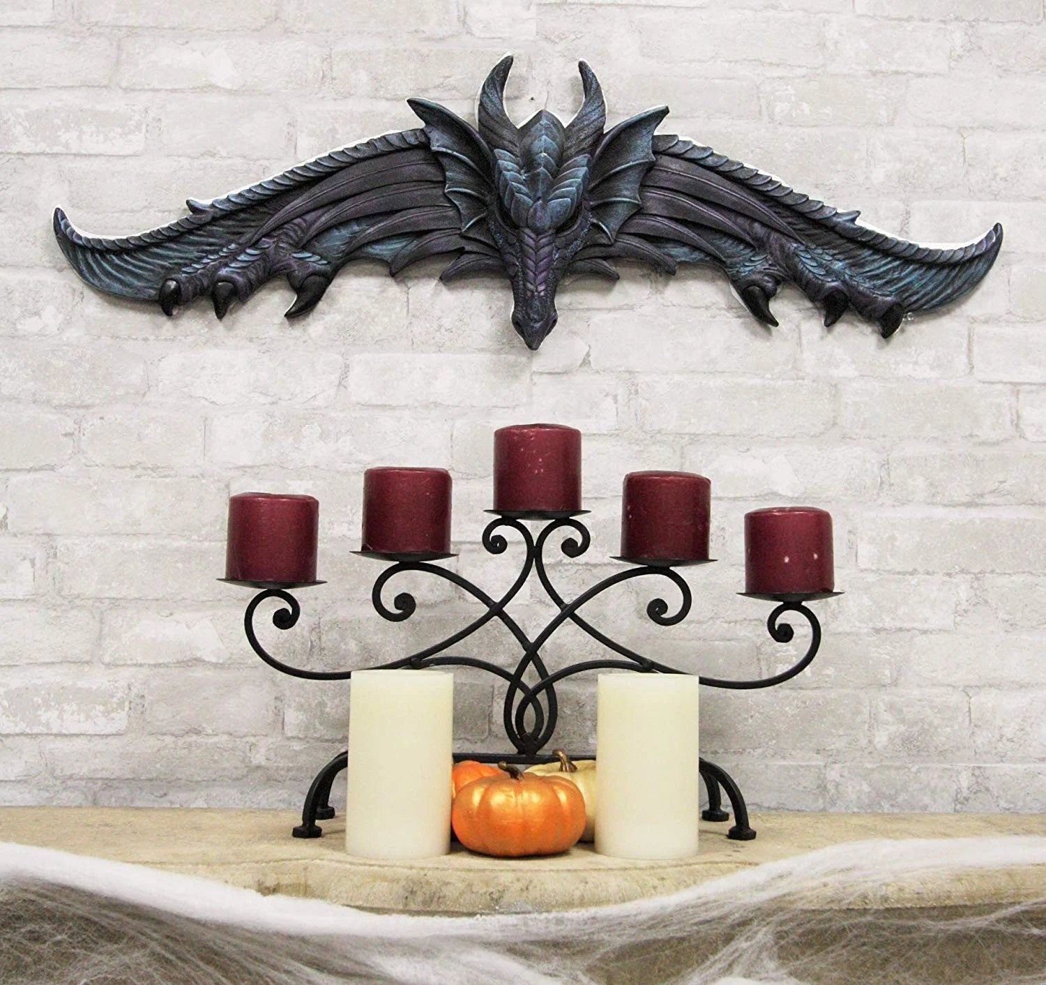 Large 34.25"L Fantasy Midnight Overwatch Dragon With Open Wings 3D Wall Plaque
