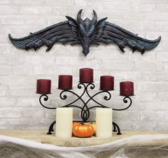 Large 34.25"L Fantasy Midnight Overwatch Dragon With Open Wings 3D Wall Plaque-1