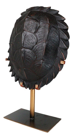Large Nautical Marine Jagged Shell Faux Sea Turtle Sculpture With Pole Stand-2