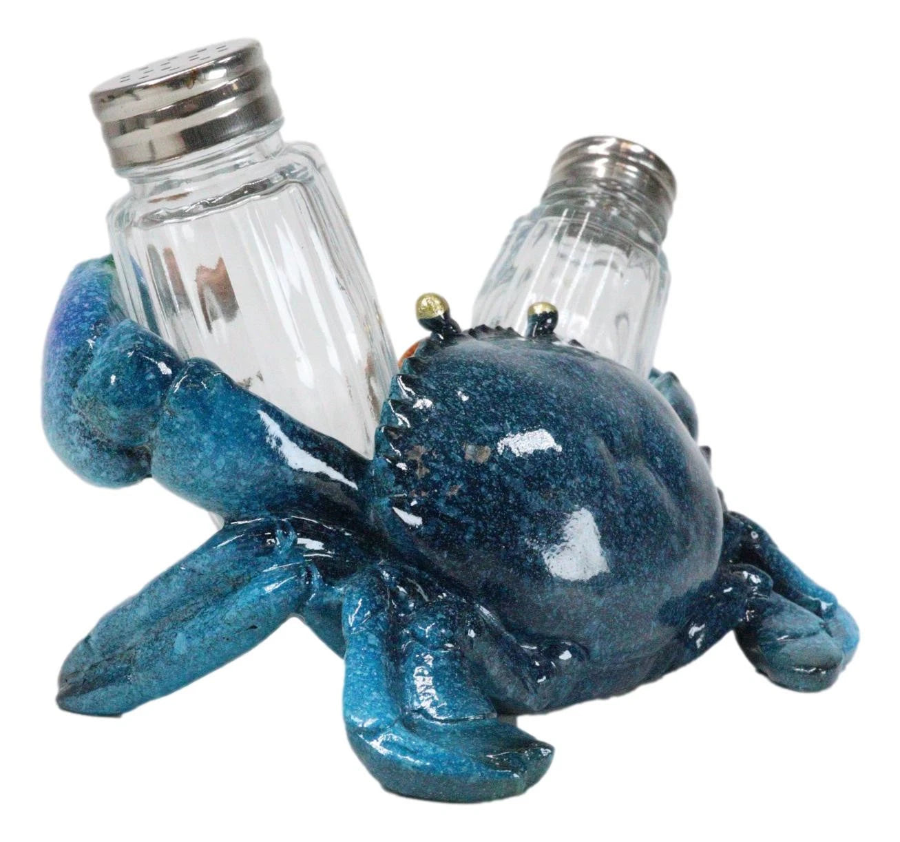 Nautical Ocean Marine Blue Crab Salt And Pepper Shakers Holder Figurine Set-3