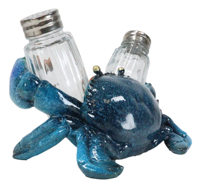 Nautical Ocean Marine Blue Crab Salt And Pepper Shakers Holder Figurine Set-3
