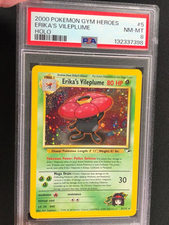Pokemon 2000 Erika's Vileplume Holo + Swirl! 5/132 PSA 8-1