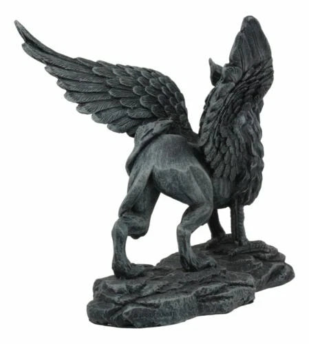 Gothic Stoic Royal Winged Griffin Gargoyle Statue 5.5" Long Gryphon Figurine-4