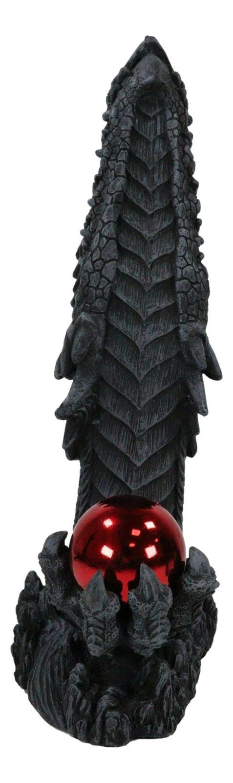 Red Orb Grendel Dragon Head Emerging From Ground Cone Incense Burner Sculpture-2