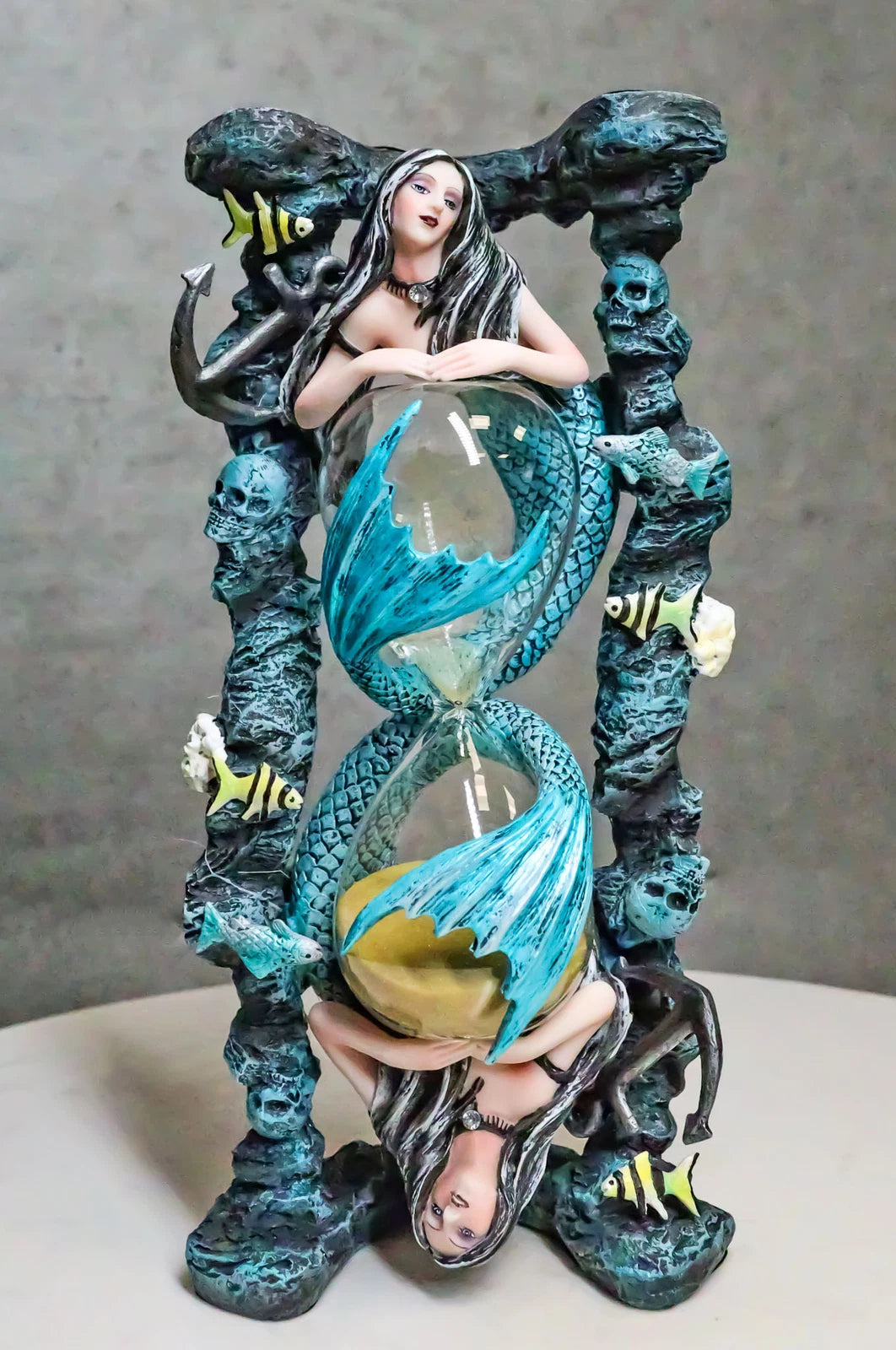 Pilar de reloj de arena gótico de sirenas nigromante de Sirenas de los Mares, 23 cm de alto