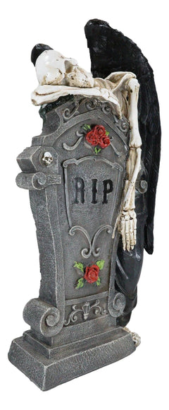 Large Winged Death Angel Grim Reaper Skeleton By Graveyard Tombstone Figurine-2