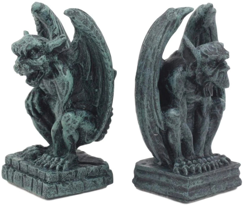 Gothic Notre Dame Guardian Mini Gargoyle Statue Set of 2 Miniature Fairy Garden-4