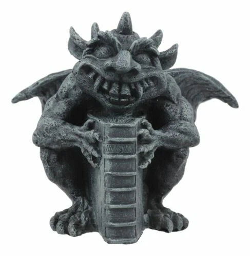 Gothic Guardian Of Bibliography Horned Gargoyle Statue 4.5"Tall Crazy Bookworm-1