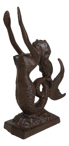 Cast Iron Rustic Nautical Siren Mermaid With Curling Tail Door Stopper Doorstop-4