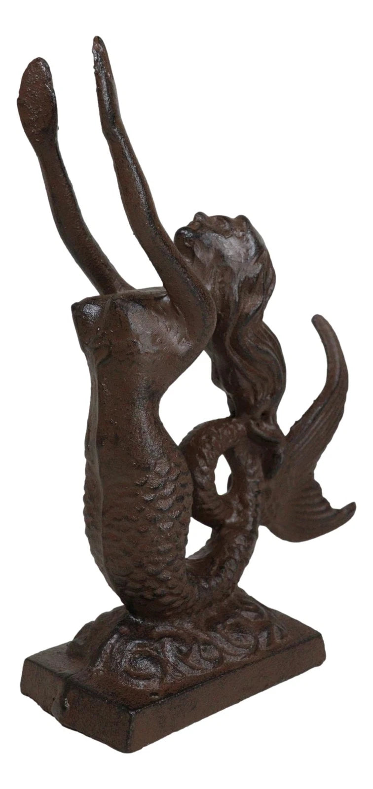 Cast Iron Rustic Nautical Siren Mermaid With Curling Tail Door Stopper Doorstop-4