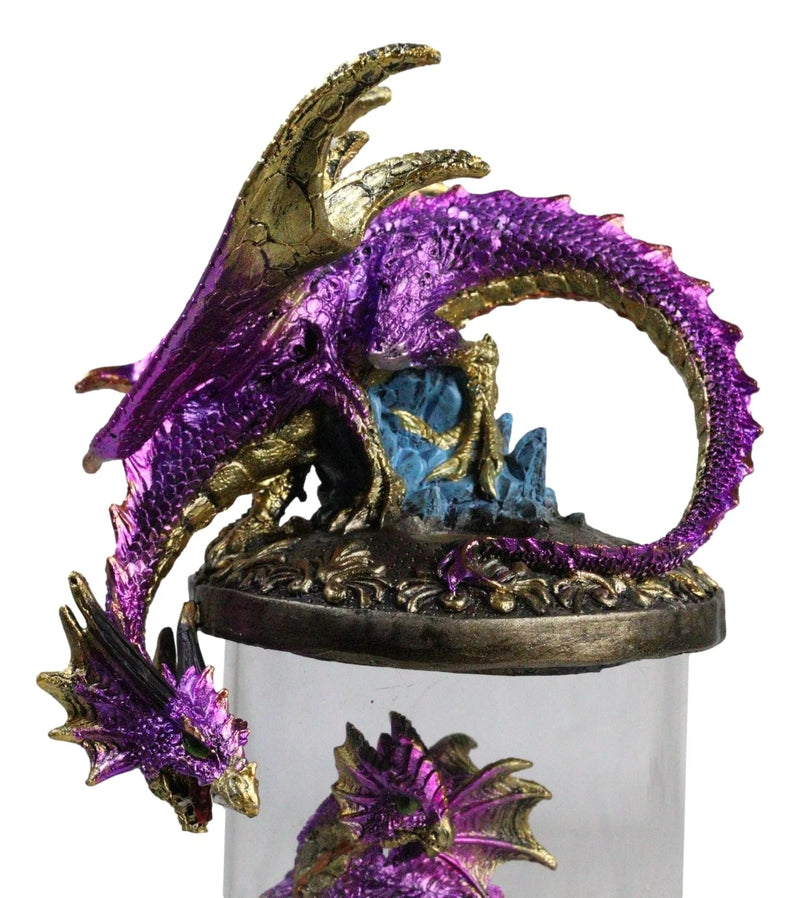 Purple Dragon Guarding Hatchling Celtic Knot Canister Backflow Incense Burner-4
