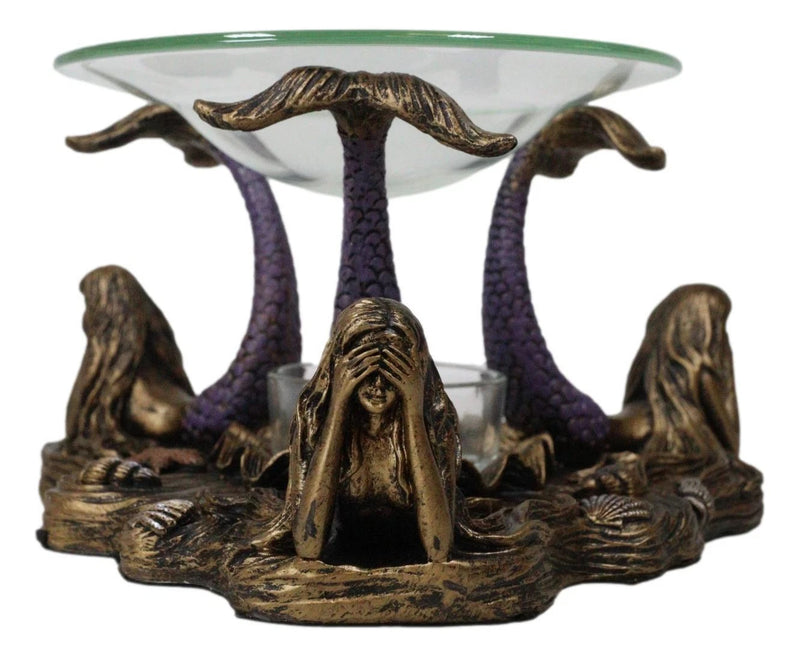 See Hear Speak No Evil 3 Sirens Mermaids Of The Cove Candle Heat Oil Warmer-2