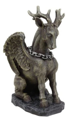 Gothic Sitting Winged Pegasus Stag Horned Gargoyle in Stoic Pose Statue 6.25"H-3